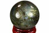 Flashy, Polished Labradorite Sphere - Great Color Play #105769-1